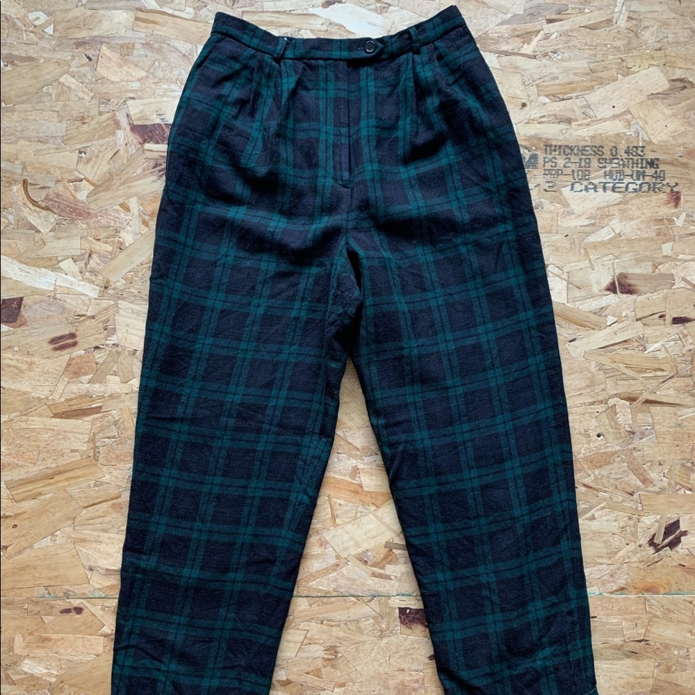 Talbot’s Plaid Wool Dress Casual Pants green blue